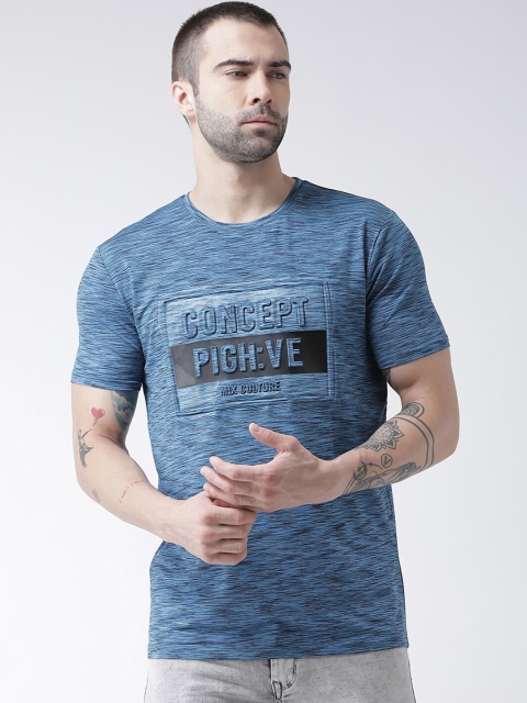 

Rex Straut Jeans Men Blue Printed Round Neck T-shirt