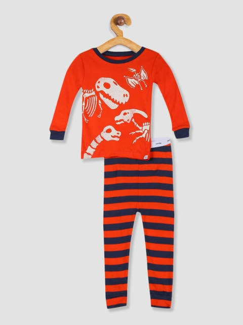 

GAP Boys Orange & White Printed Top with Trousers