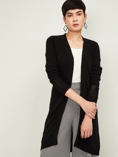 

Bossini Women Black Solid Open Front Shrug