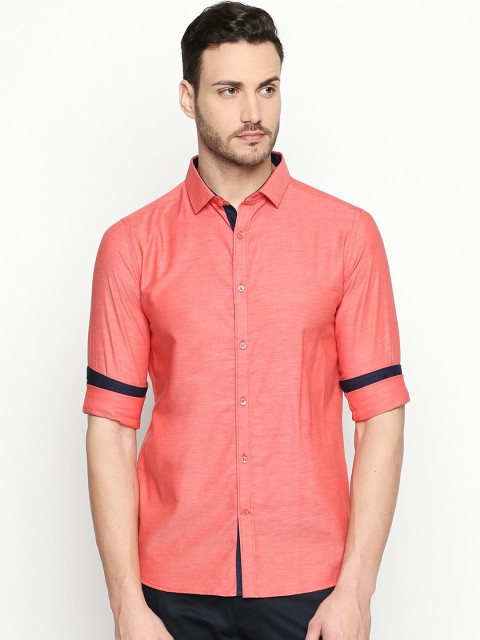

RICHARD PARKER by Pantaloons Men Coral Pink Regular Fit Solid Casual Shirt