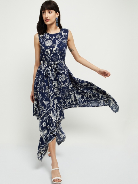 

max Women Blue Printed Maxi Dress