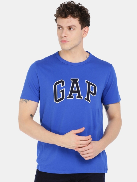 

GAP Men Blue Printed Crew Neck T-Shirt