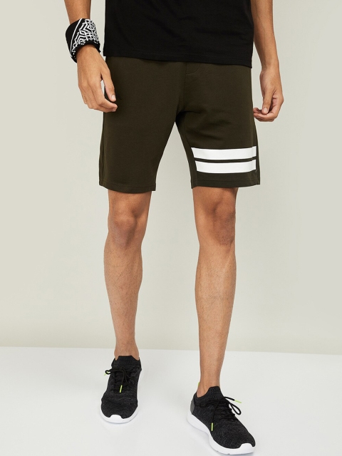 

Kappa Men Olive Green & White Colourblocked Regular Fit Regular Shorts