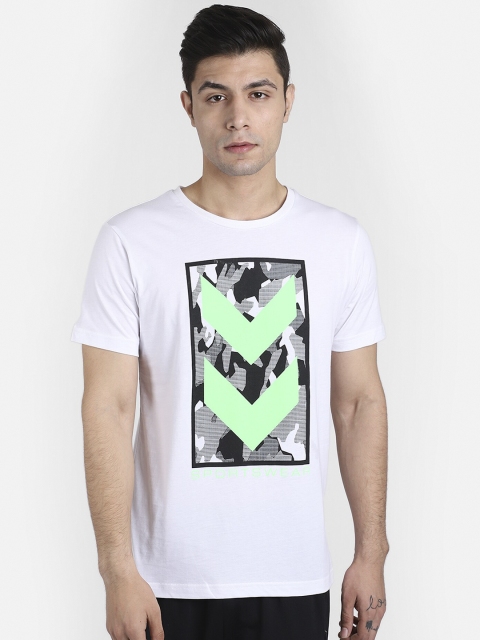 

hummel Men White Printed Round Neck T-shirt