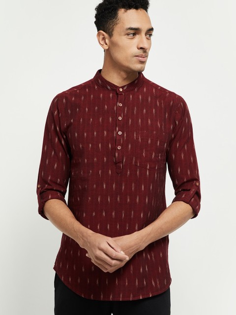 

max Men Maroon Woven Design Straight Kurta