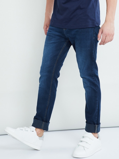 

max Men Navy Blue Slim Fit Mid-Rise Clean Look Jeans