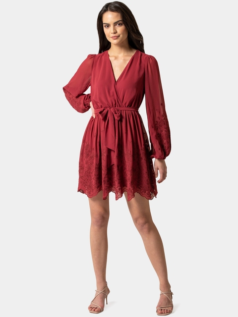 

Forever New Women Red Solid Wrap Dress