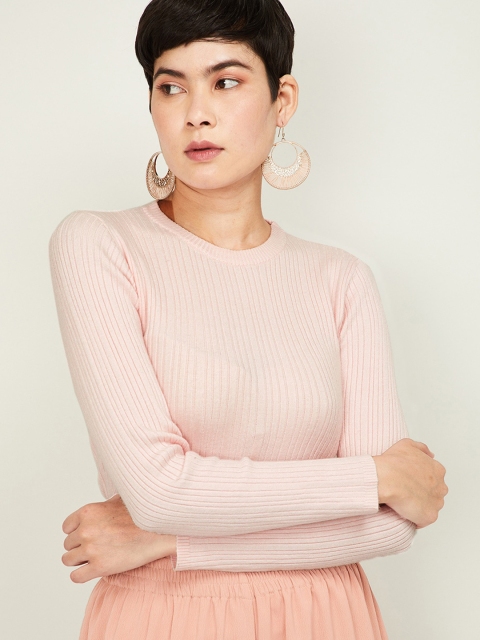 

Bossini Women Pink Striped Fitted Top