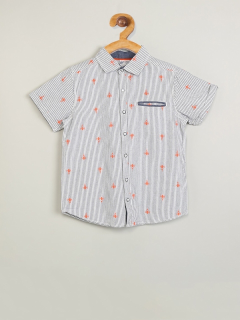 

max Boys Grey & White Striped Shirt