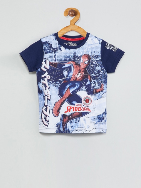 max Boys Navy Blue Printed Round Neck T-shirt