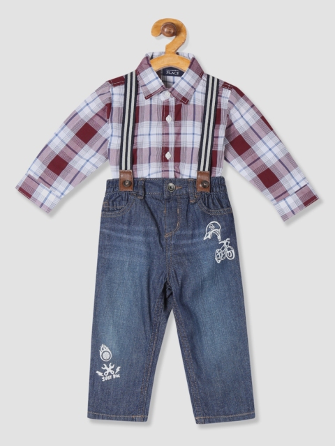 

The Childrens Place Boys Assorted Checked Bodysuit with Jeans
