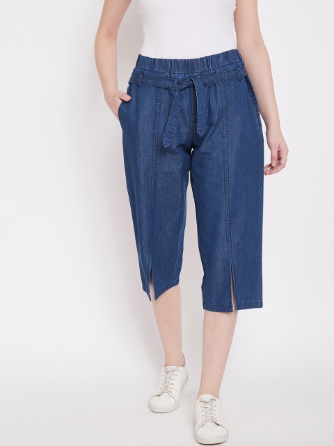 

C9 Women Navy Blue Solid Loose Fit Capris