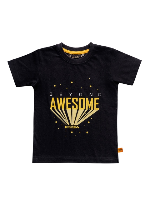 

Kid Studio Boys Black Printed Round Neck T-shirt