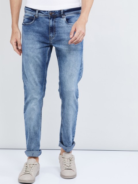 

max Men Blue Skinny Fit Mid-Rise Clean Look Jeans