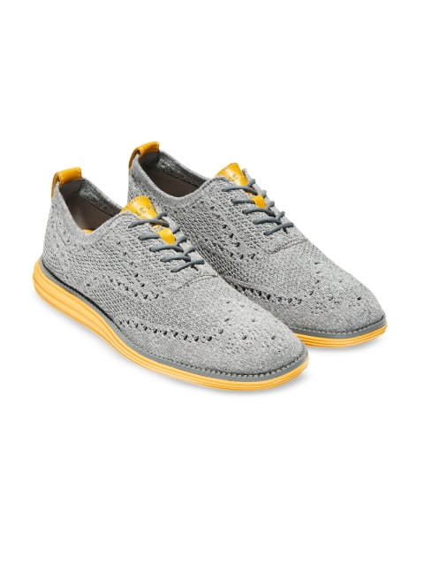 

Cole Haan Men Grey Perforations Derbys