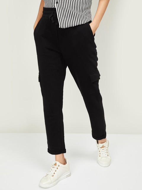 

Ginger by Lifestyle Women Black Regular Fit Solid Cargos