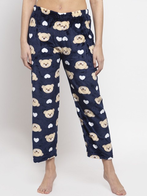 

NEUDIS Women Navy Blue Printed Fleece Lounge Pants