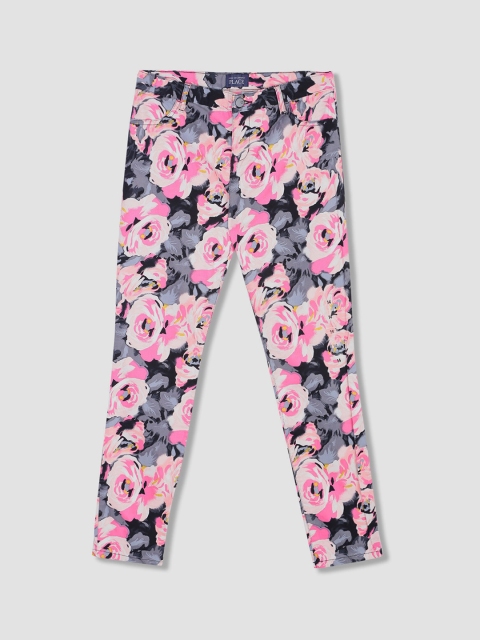 

The Childrens Place Girls Pink & Grey Printed Treggings