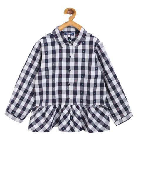 

Natilene Girls Black & White Regular Fit Checked Casual Shirt