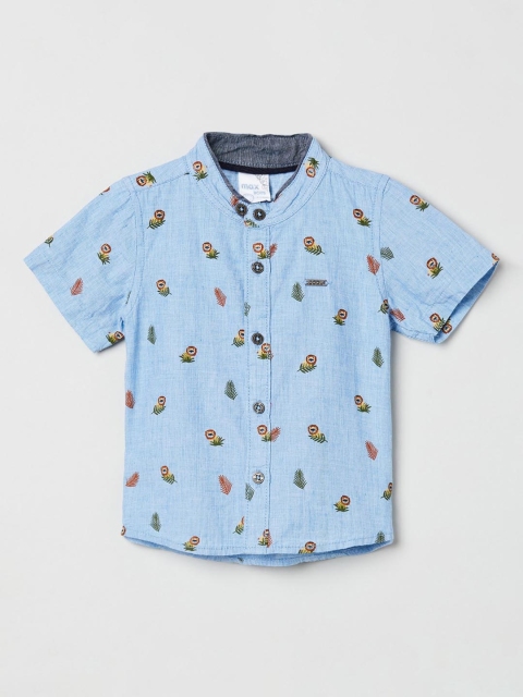 

max Boys Blue Regular Fit Printed Casual Shirt