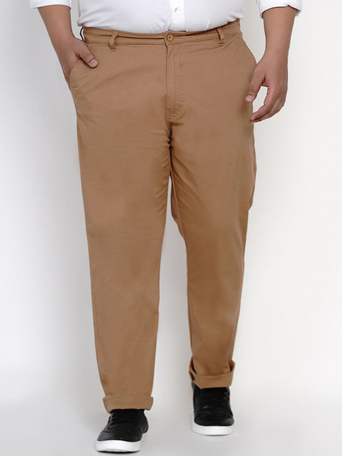 

John Pride Men Khaki Regular Fit Solid Chinos