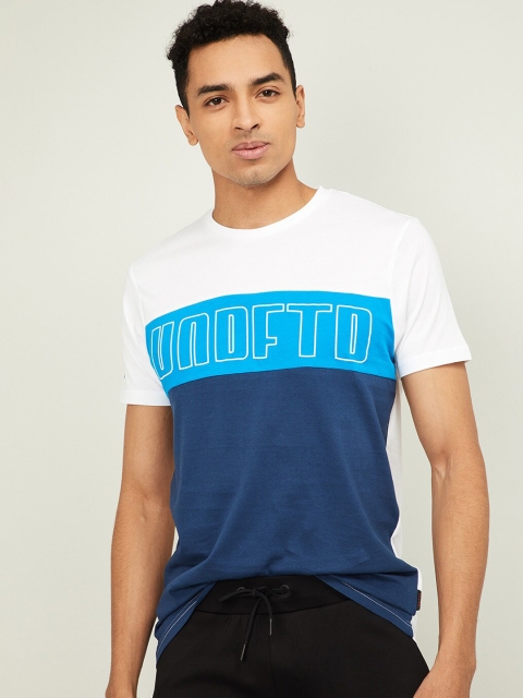 

Kappa Men Navy Blue & White Colourblocked Round Neck T-shirt