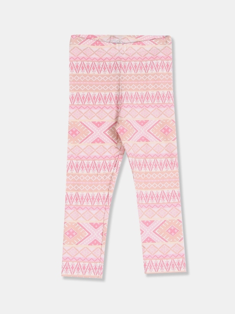 

The Childrens Place Girls Pink Printed Ankle-Length Leggings