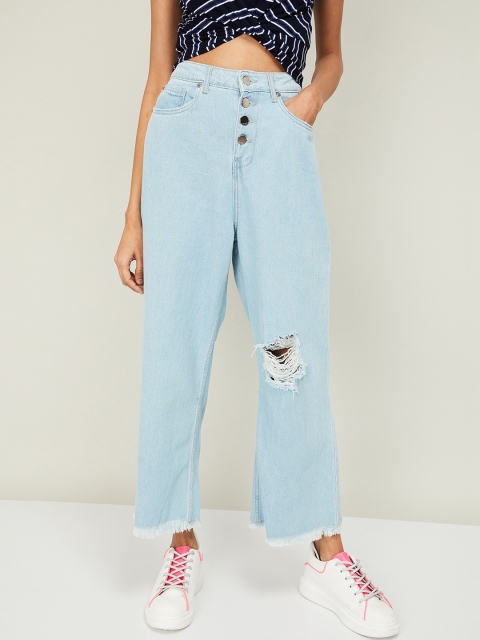 

Ginger by Lifestyle Women Blue Regular Fit Mid-Rise Slash Knee Jeans