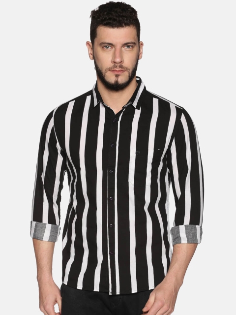 

Chennis Men Black Slim Fit Striped Casual Shirt