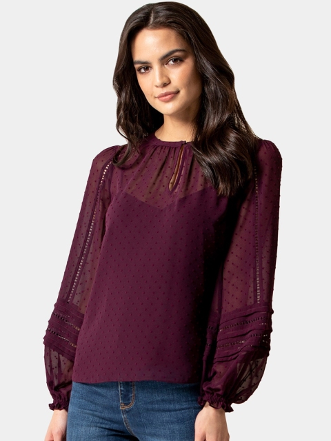 

Forever New Women Purple Self Design Top