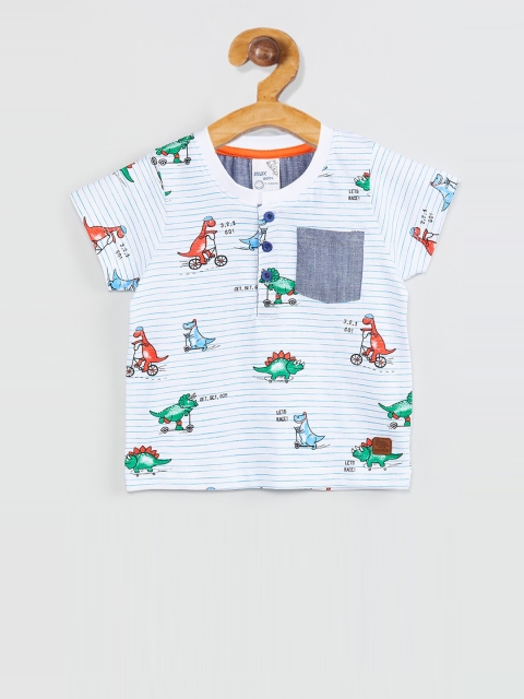 

max Boys Blue Striped Round Neck T-shirt