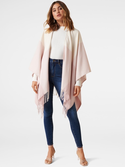 

Forever New Women Pink Solid Waterfall Shrug