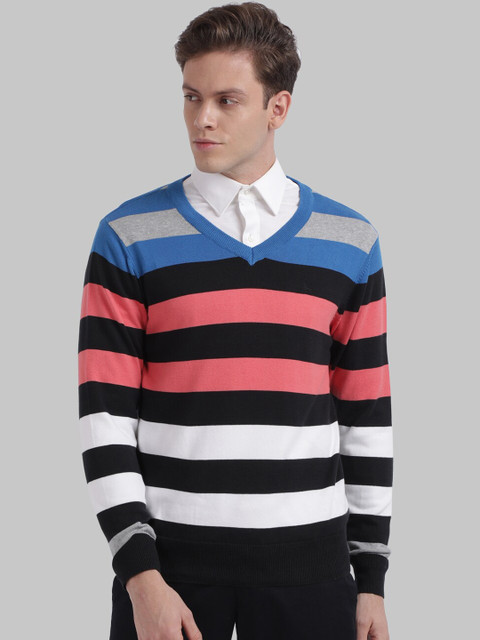 

Parx Men Blue Striped Pullover Sweater