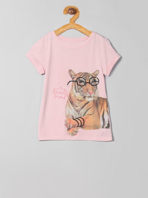 

GAP Girls Pink Printed Round Neck T-shirt