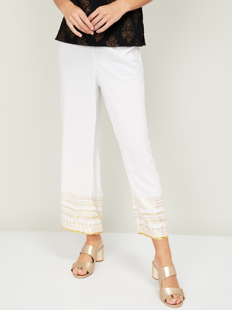 

Melange by Lifestyle Women Off-White Regular Fit Solid Regular Trousers