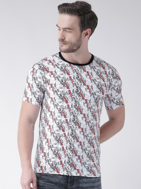 

Rex Straut Jeans Men White Printed Mandarin Collar T-shirt
