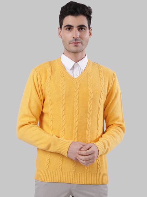 

Next Look Men Yellow Self Design Pullover Sweater