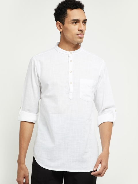 

max Men White Solid Straight Kurta