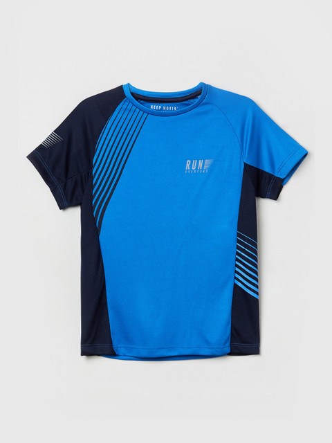 

max Boys Blue Solid Round Neck T-shirt
