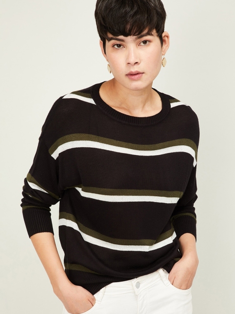 

Fame Forever by Lifestyle Women Olive Green Striped Top