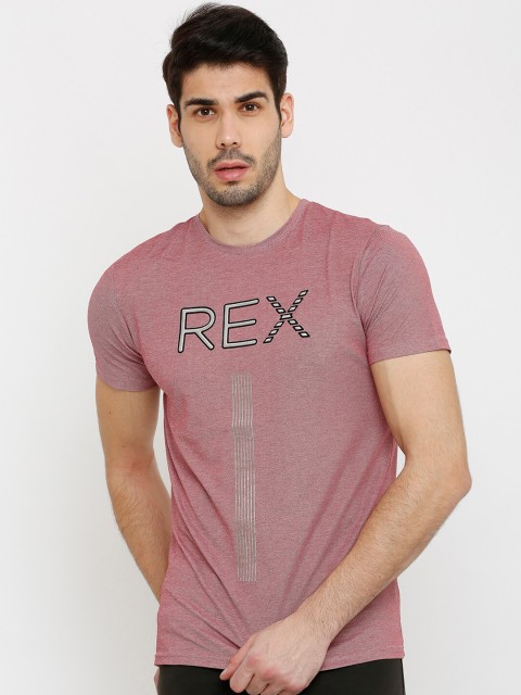 

Rex Straut Jeans Men Maroon Self Design Round Neck T-shirt