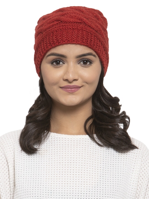 

Bodh Design Unisex Maroon Self Design Beanie
