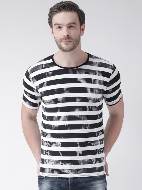 

Rex Straut Jeans Men Black Striped Round Neck T-shirt