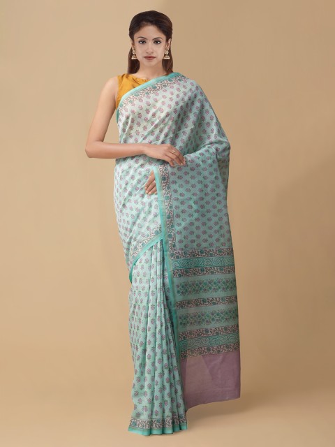 

Unnati Silks Green Woven Design Chanderi Saree