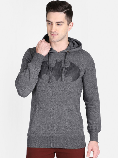 

Free Authority Batman Print Grey Hoodie for Men, Black