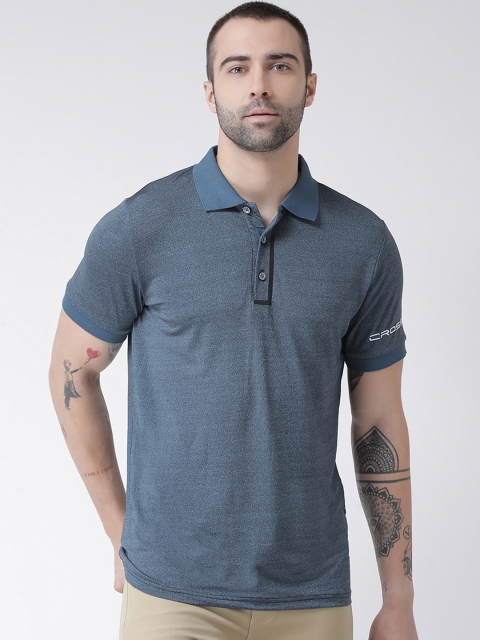 

Rex Straut Jeans Men Blue Solid Polo Collar T-shirt