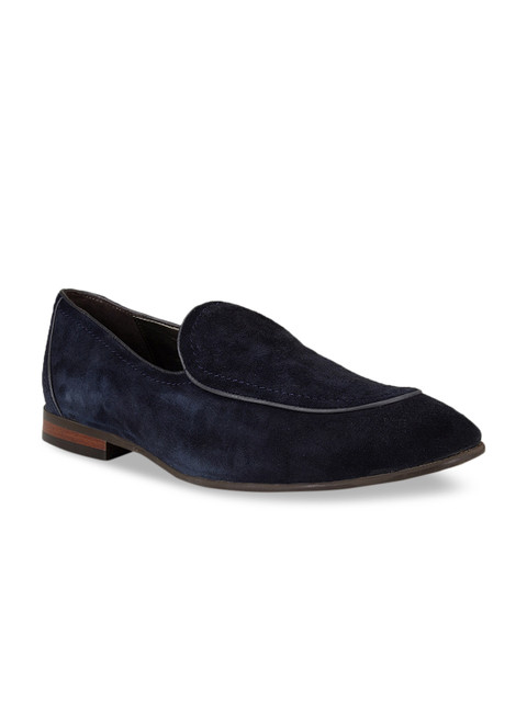 

Rosso Brunello Men Navy Blue Solid Party Loafers