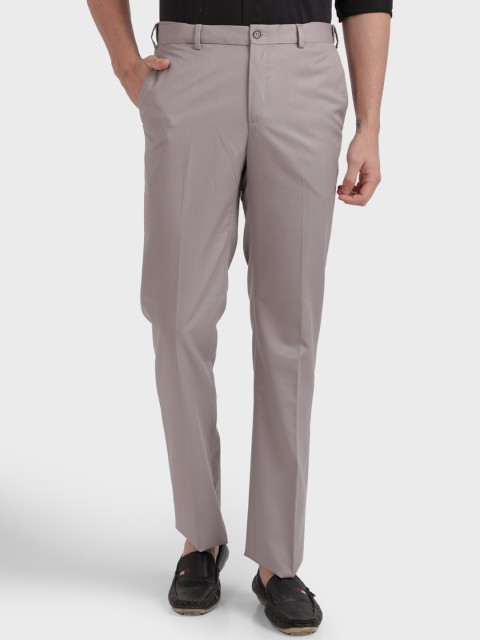 

ColorPlus Men Grey Regular Fit Solid Regular Trousers
