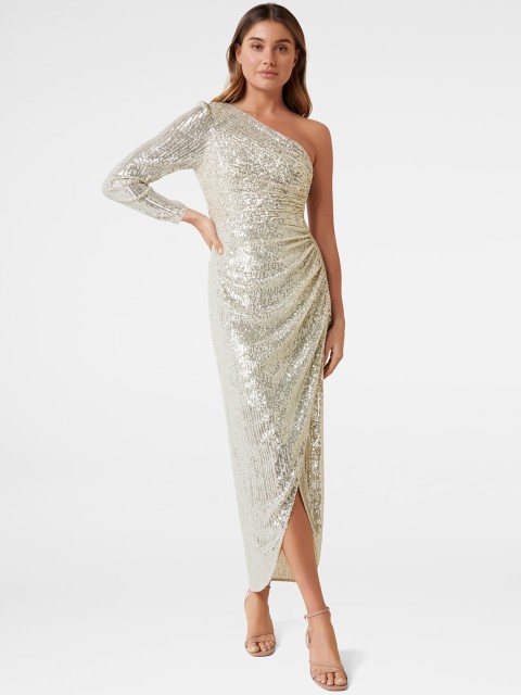 

Forever New Women Silver-Toned Embellished Maxi Dress