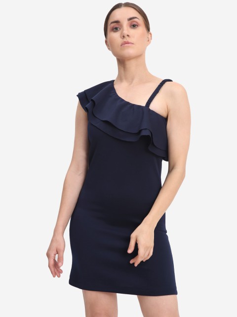 

Samshek Women Navy Blue Solid Sheath Dress